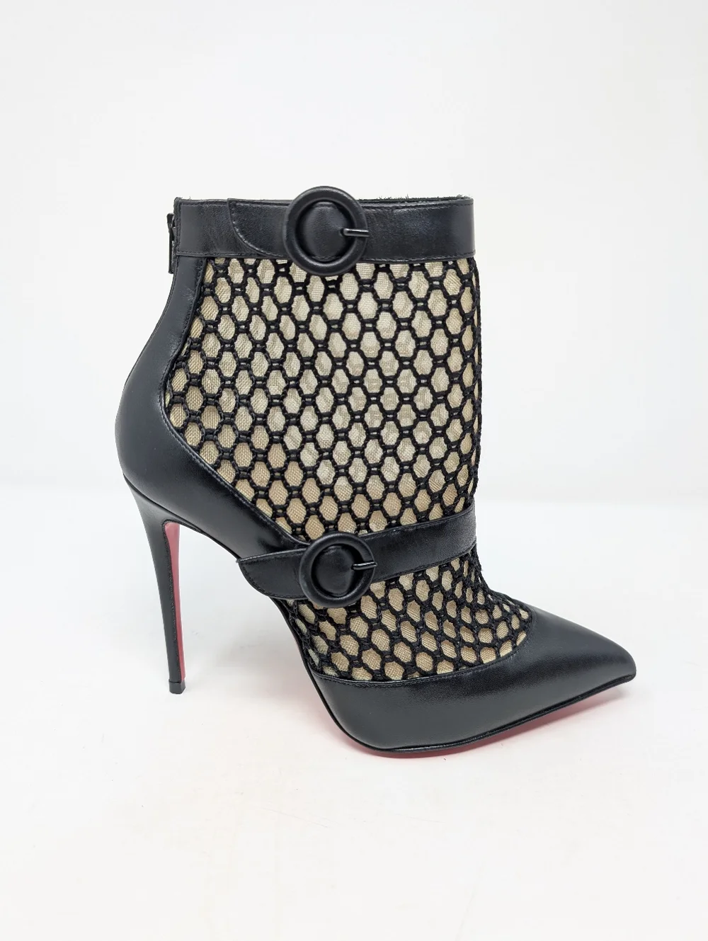 Louboutin Boteboot 100 Black Mesh Ankle Boots Booties Size 36.5